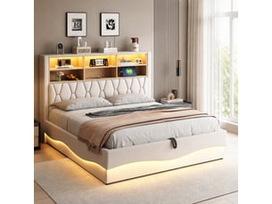 Lit coffre 180x200 cm coloris beige