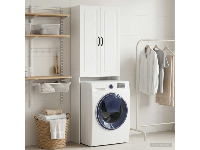 Armoire de toilette, meuble de toilette utrecht blanc brillant 66x25.5x190 cm - Conforama C