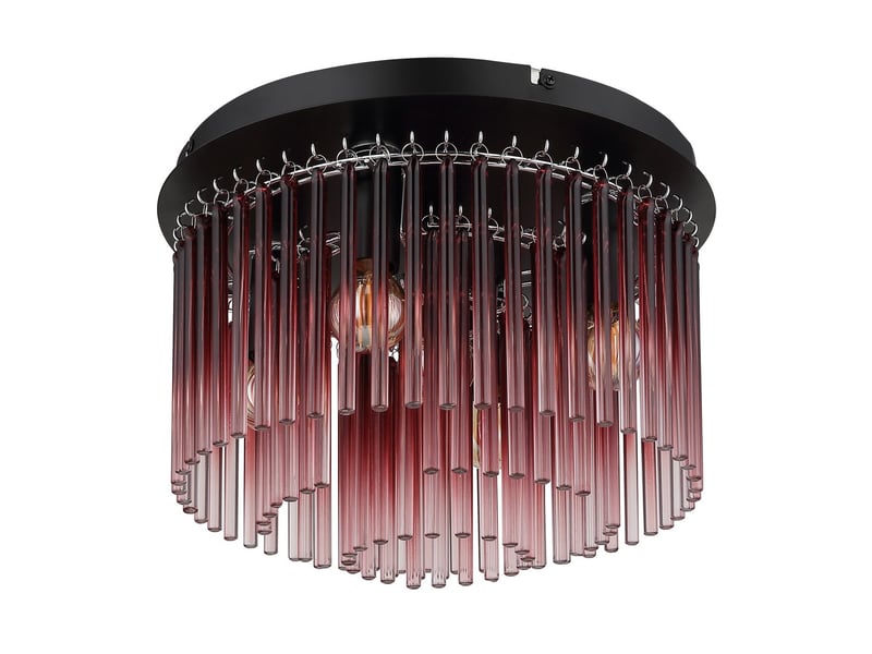  Globo gorley plafonnier noir mat, abat-jour en verre mûre, 5 ampoules e14  - Conforama B