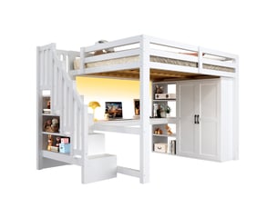 Lit mezzanine 140x200 cm OKWISH coloris blanc