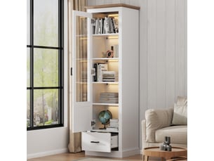 Vitrine coloris blanc 5 étagère(s) <strong></strong> <strong>Fay Lum</strong> - 50 cmx178 cm