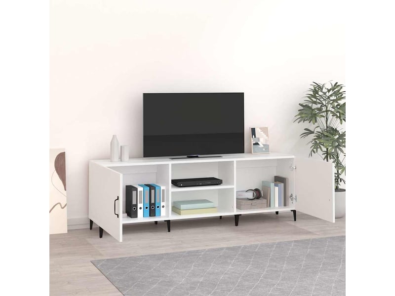  Meuble tv - banc tv - meuble de rangement blanc 150x30x50 cm bois d'ingénierie  - Conforama C