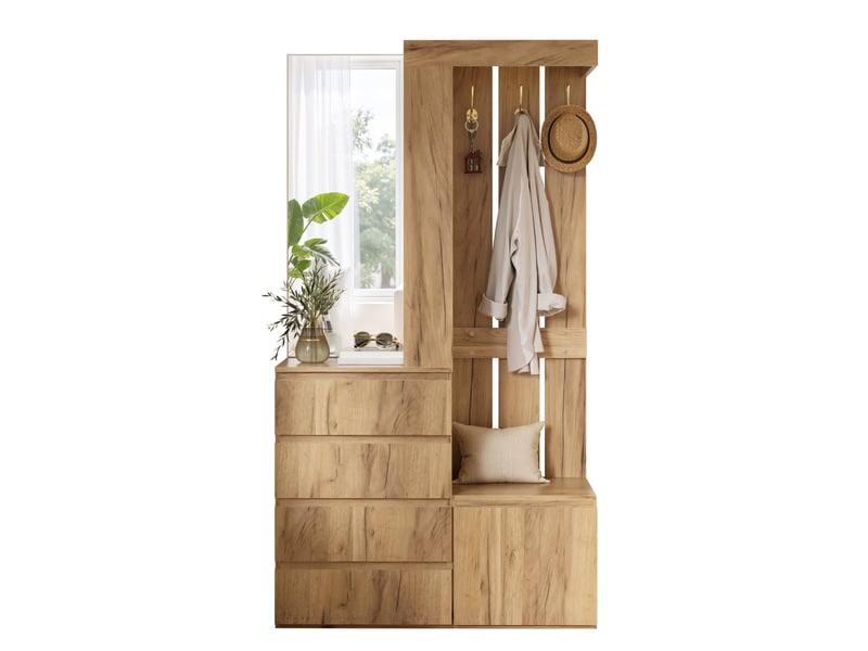  Portemanteau avec banc et rangement 100 x 180 cm en panneau de particules  - Conforama R