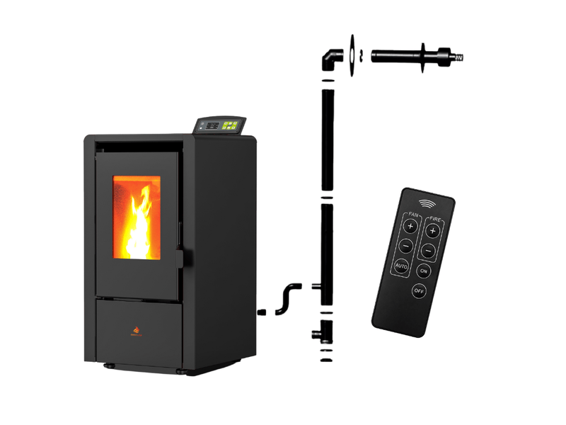  Poêle à granulés étanche emma 6 kw + kit conduit ventouse - noir  - Conforama A