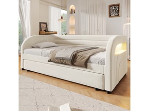 Lit gigogne 90x200 cm <strong>HAUSS SPOLE</strong>  <strong></strong> coloris beige