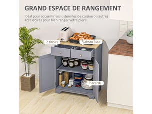 Buffet 2 porte(s) 2 tiroir(s) - 68 cm coloris gris