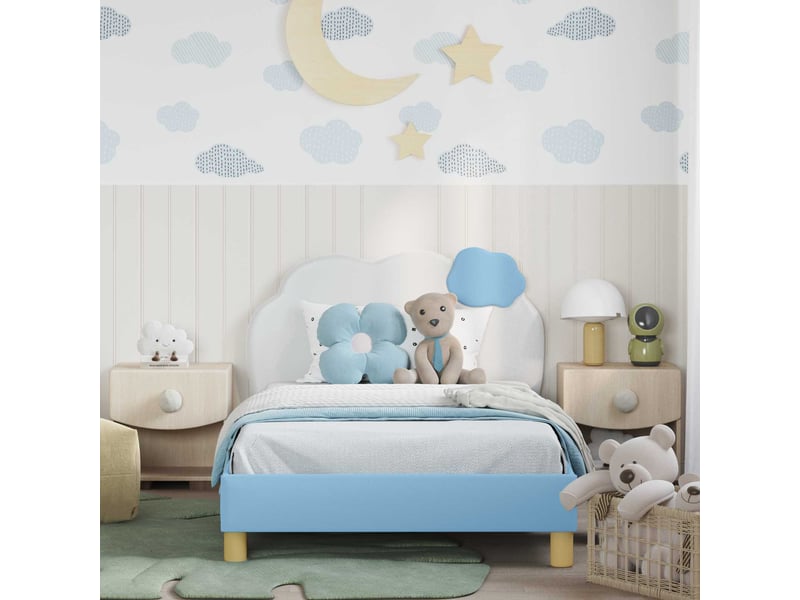 Cadre de lit pour enfants - lit jeune avec tête de lit bleu 80 x 200 cm pu - Conforama C