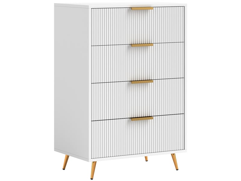  Commode moderne pour chambre à coucher, 4 tiroirs, stable, façades ondulées, 60 x 40 x 90 cm, blanche  - Conforama A