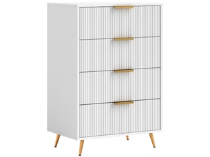 Commode moderne pour chambre à coucher, 4 tiroirs, stable, façades ondulées, 60 x 40 x 90 cm, blanche