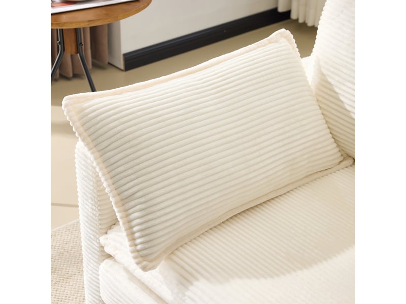 Canapé modulable 2 places blanc tissu bois structure stable design moderne salon - Conforama E