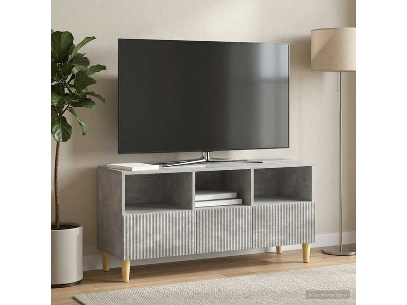  Meuble tv - banc tv - meuble de rangement 102 x 34,5 x 50 cm gris béton bois d'ingénierie  - Conforama D