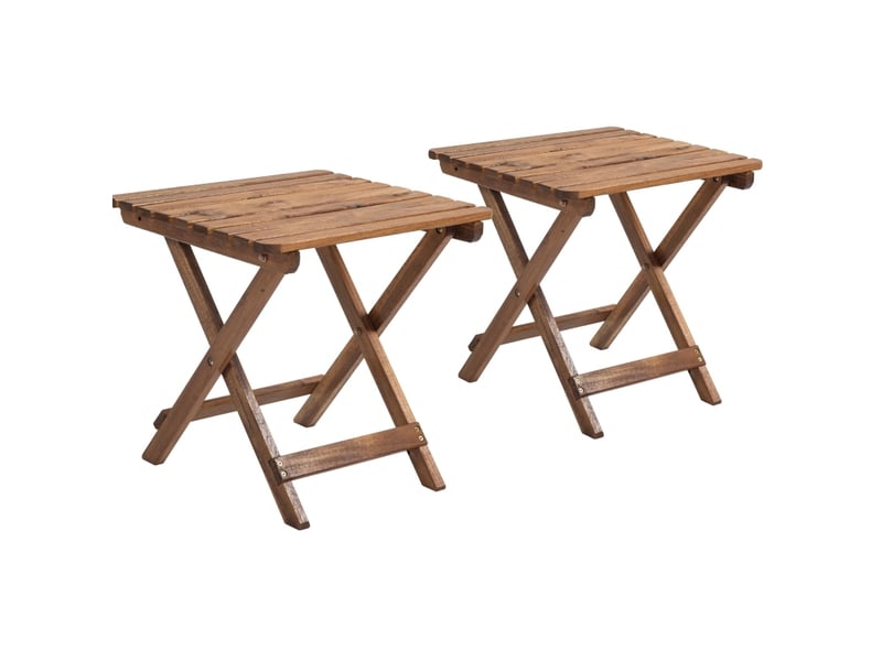 Table d'extérieur pliante lot de 2 avec plateau à lattes en bois d'acacia pour terrasse et jardin marron - Conforama A