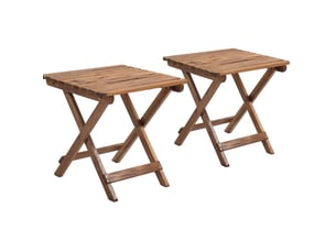 Table d'extérieur pliante lot de 2 avec plateau à lattes en bois d'acacia pour terrasse et jardin marron