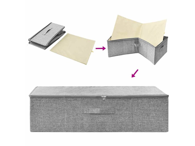  Boîte de rangement tissu 70x40x18 cm gris  - Conforama E