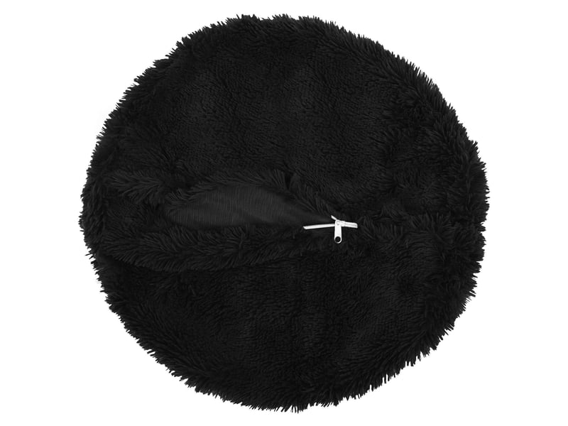  Lot de 2 coussins avec oreiller, coussins décoratifs heerlen noir fleece pv cf50521  - Conforama D