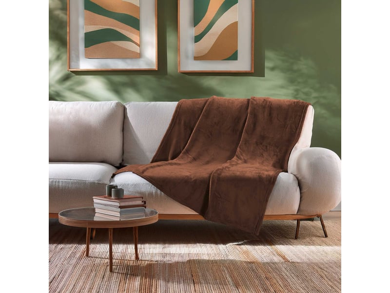  Plaid uni en flanelle flanou 125x150cm choco  - Conforama D