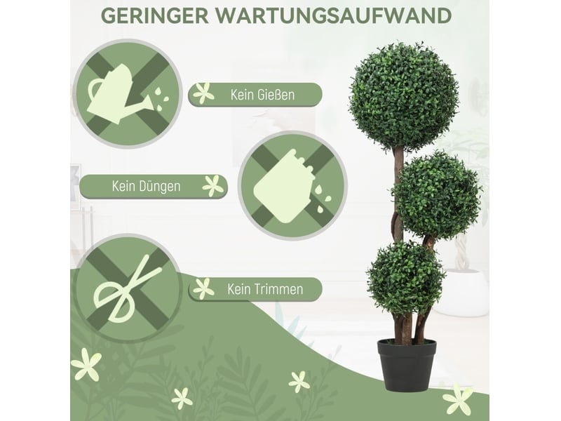  Plante artificielle buis trois boules 30x30x100 cm verte  - Conforama D