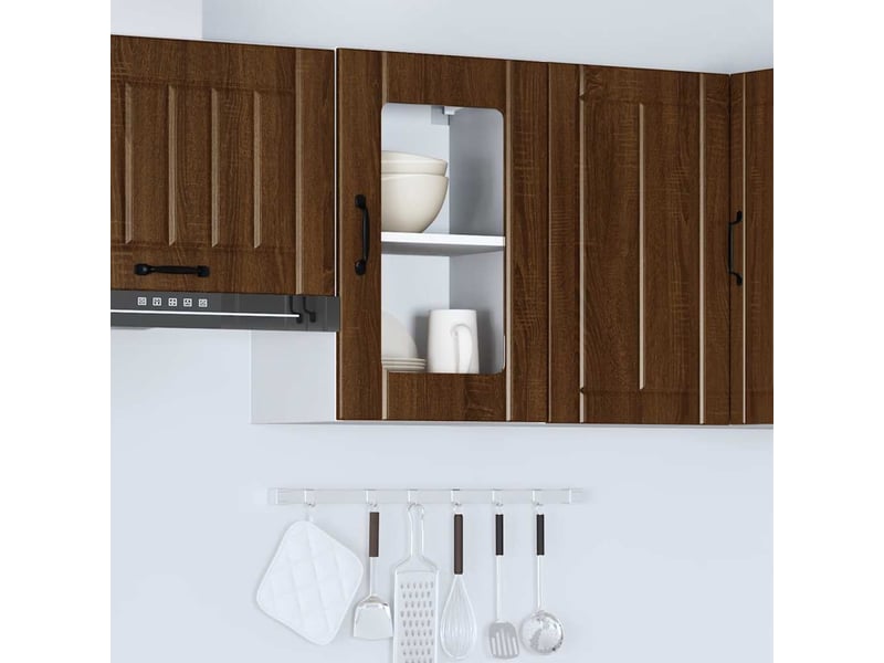  Armoire murale de cuisine et porte en verre lucca chêne marron shl6964  - Conforama D