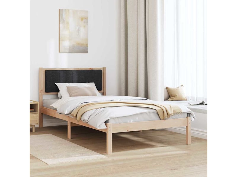  Lit simple- lit adulte -  cadre de lit avec tête de lit rembourrée noir 100 x 200 cm  - Conforama C
