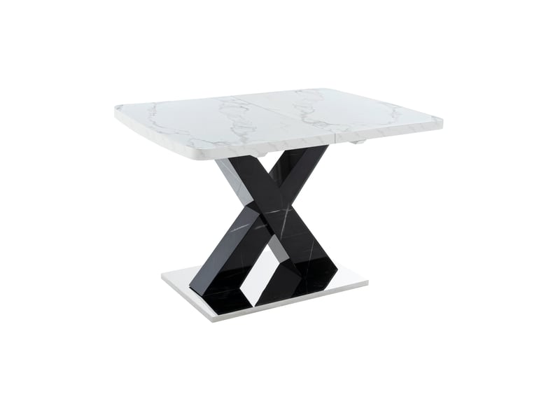 Table à manger extensible 120-160 cm, effet marbre blanc, pieds x noirs, base métal - Conforama D