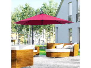 Parasol de jardin 3x2,5 m à bras inclinable avec manivelle, couleur rouge foncé