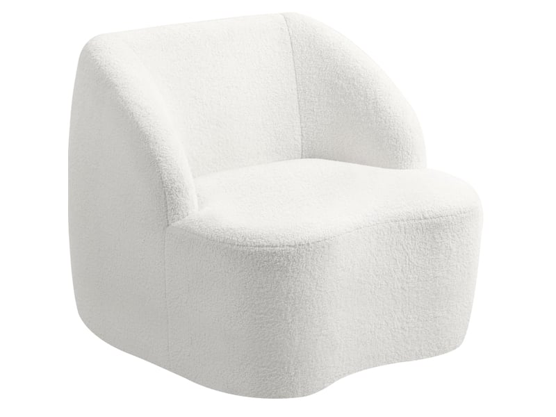 Fauteuil rembourré à dossier épais, base antidérapante et design incurvé en polyester blanc crème - Conforama A