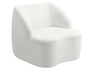 Fauteuil rembourré à dossier épais, base antidérapante et design incurvé en polyester blanc crème