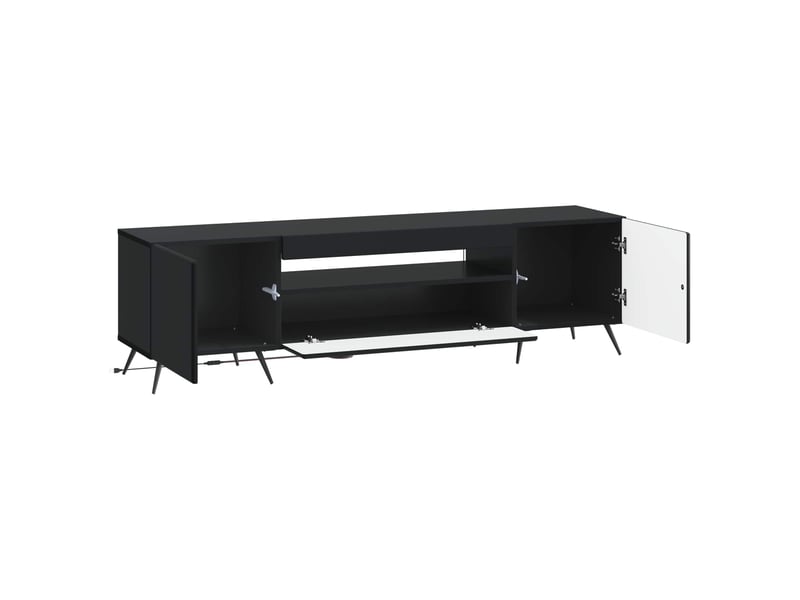  Meuble tv - banc tv - meuble de rangement led noir bois d'ingénierie  - Conforama E