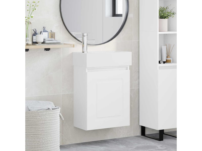  Meuble de salle de bain avec robinet blanc 45.5x22.5x84 cm shl7050  - Conforama B