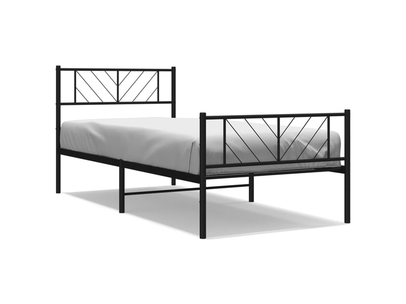  Lit simple- lit adulte -  cadre de lit métal sans matelas et pied de lit noir 100x200 cm  - Conforama A