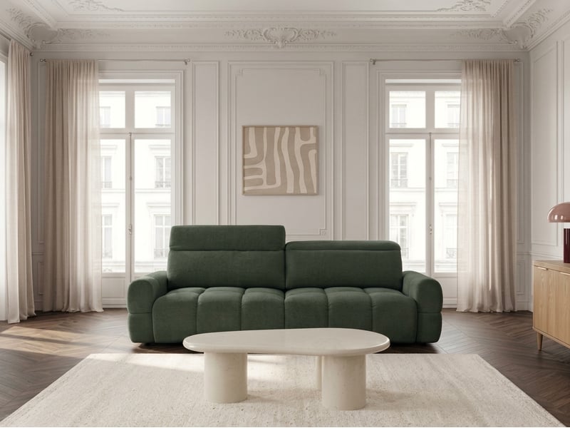 Bobochic canapé droit convertible électrique avance-recule mateo tissu chenille vert MATEO - Conforama B