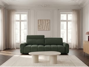 Canapé droit convertible <strong>BOBOCHIC</strong> <strong>MATEO</strong> 3 places Tissu vert