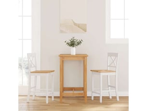 Lot de 2 tabouret de bar, chaise de bar en bois massif blanc et caoutchouc shl62190