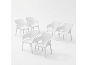 Lot de 6 chaises avec accoudoirs intérieur extérieur elisa chair - blanc