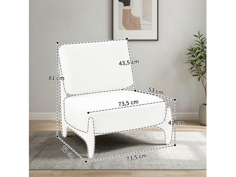  Fauteuil de salon beige en tissu, assise rembourrée 18 cm et structure en bois pour vos moments de détente  - Conforama C