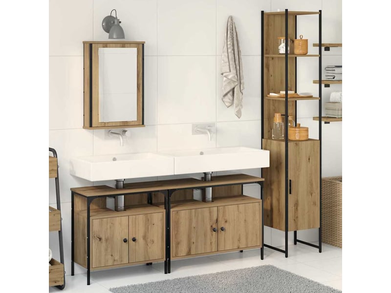 Ensemble de mobilier de salle de bain 4 pc chêne artisanal cf64502 - Conforama B