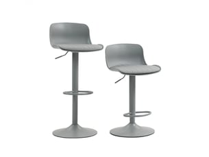 tabouret de bar assise réglable en hauteur <strong>HAVRYA</strong> - gris hauteur d'assise 66 cm vendu Par paire