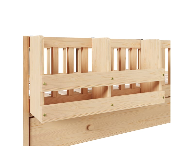  Lit enfant 140x200cm, avec lit gigogne90x190cm, petite échelle, panier de rangement, barrière, bois + mdf, couleur bois  - Conforama R