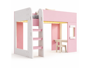 Lit mezzanine 90x200 cm EVRYAE    coloris rose