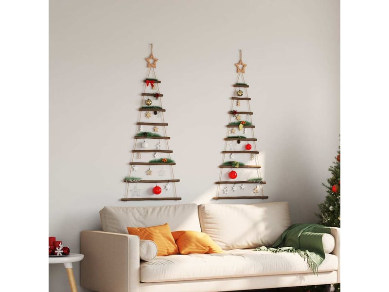  Sapins de noël - arbre de noël suspendus avec étoiles supérieures 2 pièces 55 x 120 cm branche naturelle  - Conforama C