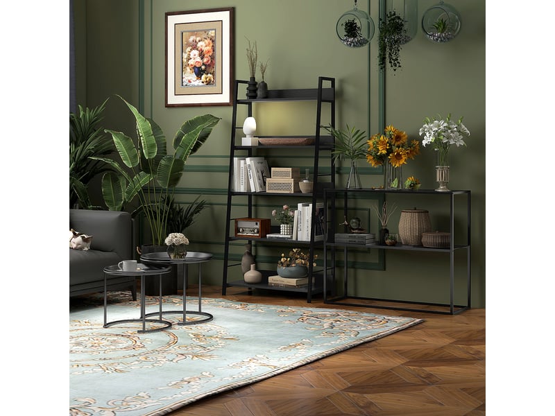 Tables basses gigognes lot de 2 avec plateaux amovibles - lpospi - empilables pour salon acier noir - Conforama B