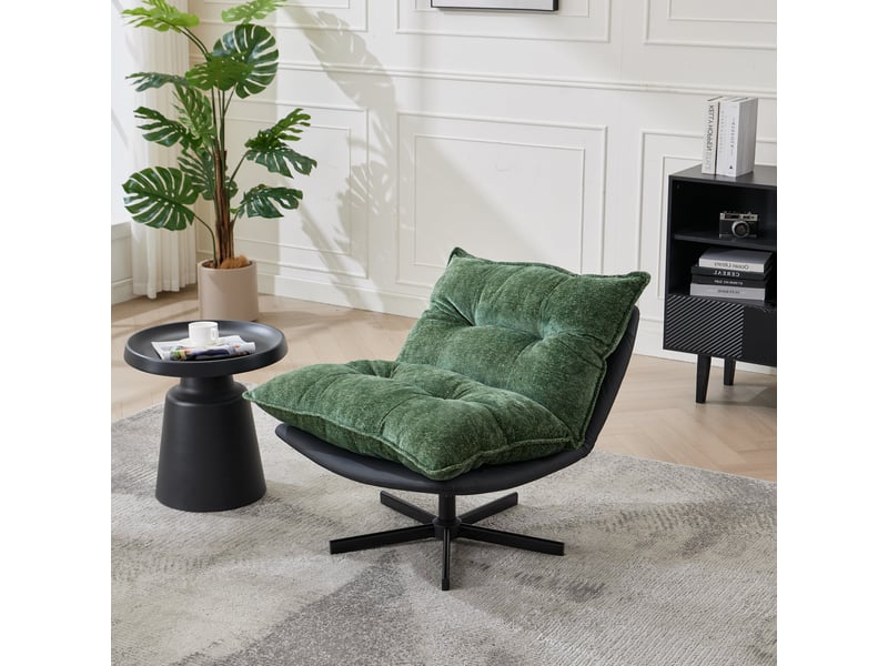  Fauteuil relax vert foncé pivotant 360° avec dossier réglable  - Conforama D