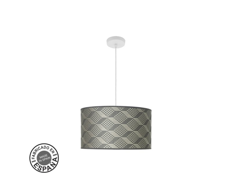  Suspension fabrilamp moda blanc gris tetris 2 x e27 ø 40 cm 212494111 - Conforama A