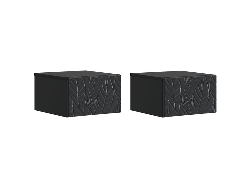  Table de chevet - cabinet de chevet - table de nuit mural 2 pièces noir 49 x 34,5 x 20 cm  - Conforama A