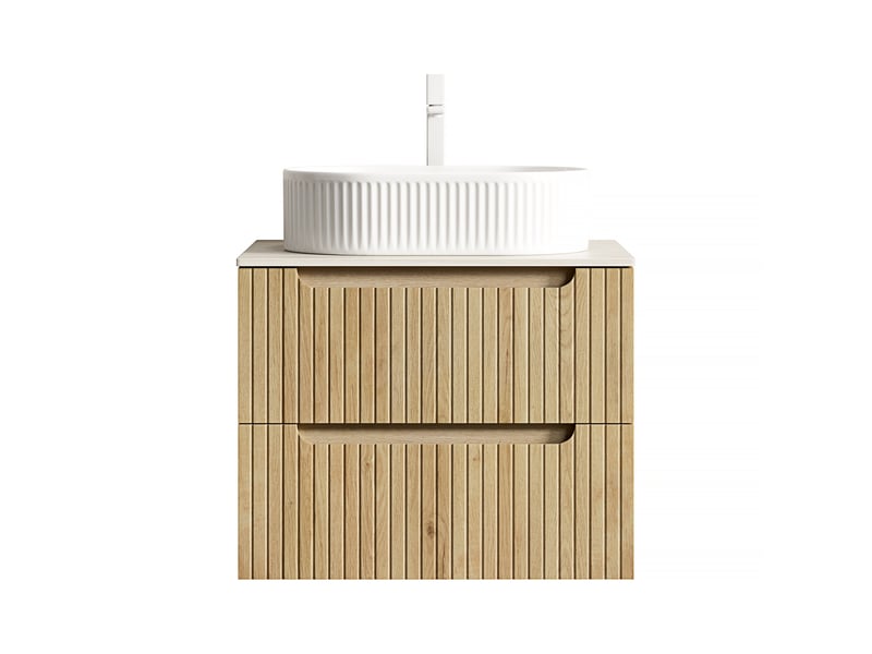 Meuble sous vasque avec 2 tiroirs à fermeture douce, vasque ovale en céramique, salle de bain, 60×46×62,2 cm - Conforama A