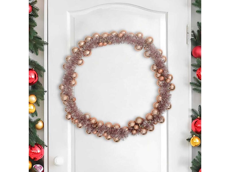  Guirlande de boules de noël led rose doré 186 cm polystyrène  - Conforama C