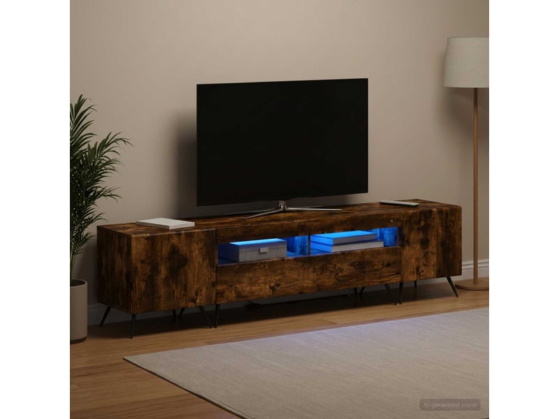  Meuble tv - banc tv - meuble de rangement led breda 3 pcs chêne fumé bois d'ingénierie  - Conforama C