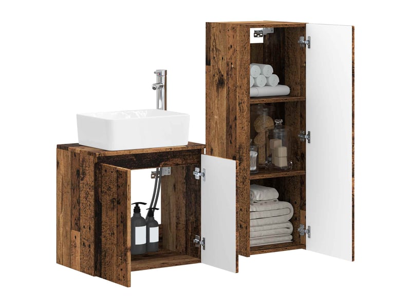 Ensemble de mobilier de salle de bain 2 pcs bois ancien shl35 - Conforama C