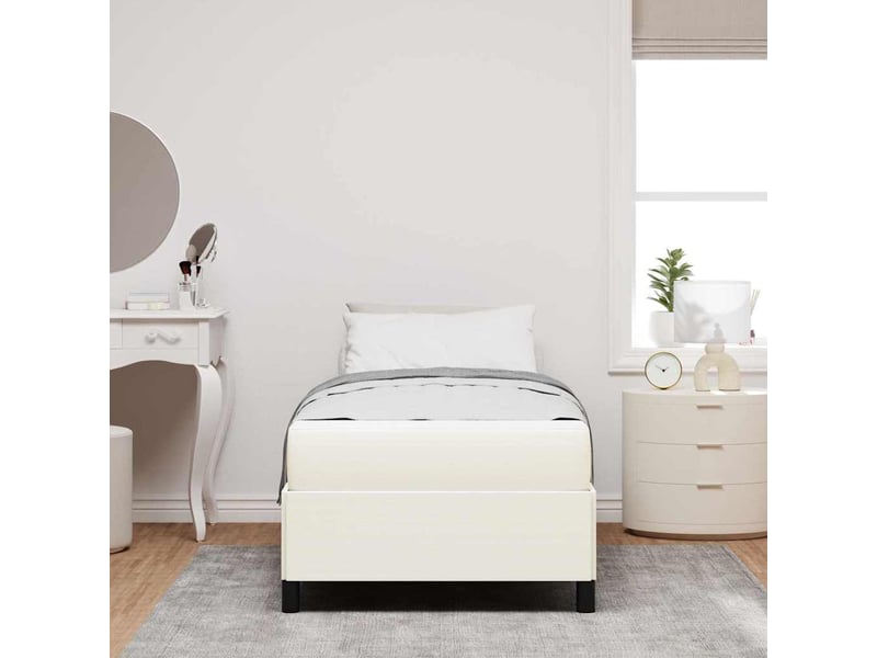  Lit simple- lit adulte -  cadre de lit avec matelas crème 80 x 200 cm tissu  - Conforama B
