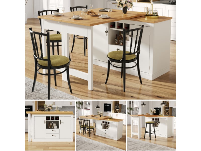  Bahut de cuisine modulable 120-180 cm, pivotante à 360° avec compartiment de rangement  - Conforama B